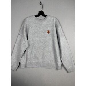 Ariat Sweatshirt Mens Medium Gray Fleece Crewneck Pullover Shield Logo